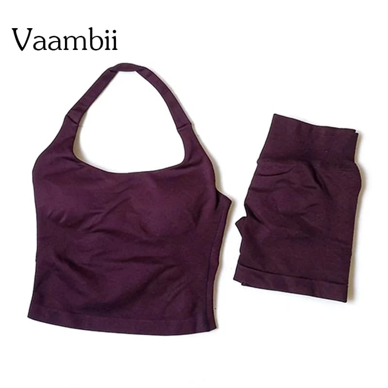 Top Halter Impact + Shorts | Women's sports suit 2 pieces 4.5 inch, gym and cycling suit