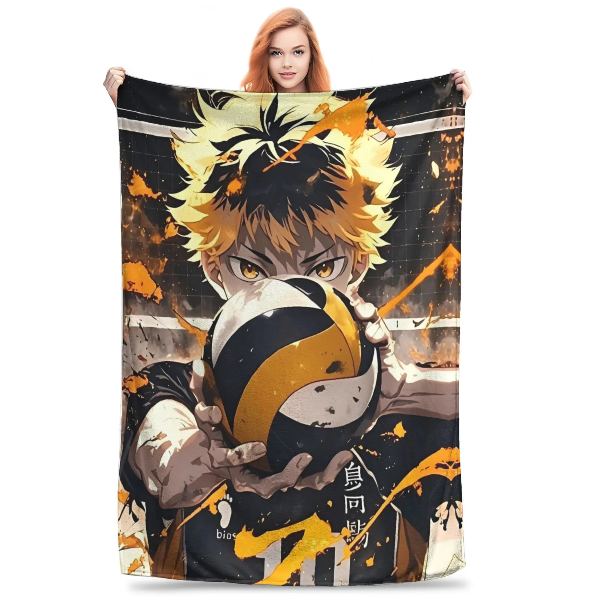 Haikyuu Anime Volleyball Boy Plush Blanket Children Flannel Throw Blanket For Couch Bed Warm Soft Quality Bedspread Gift Idea