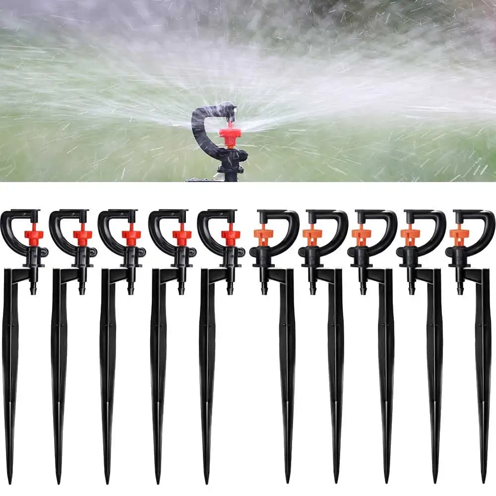 5PCS 360 Gradi Rotante Micro Gocciolamento Mist Sprinkler Con Palo 4/7 millimetri Tubo Giardino Prato Dirp Irrigazione Irrigazione Spray Ugelli
