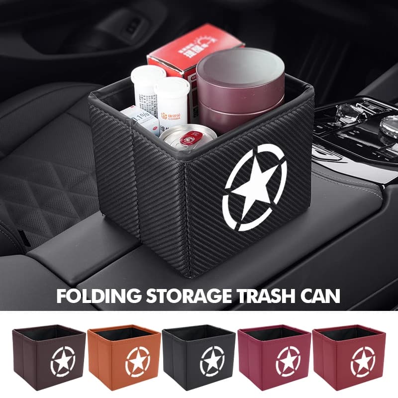 Car Trash Can Garbage Box Foldable Waste Basket Drink Storage For Jeep Grand Cherokee Compass Patriot Renegade Wrangler