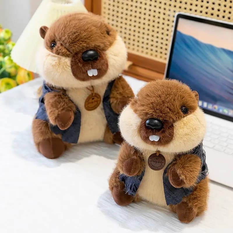 Cute PP Cotton Marmot Plush Doll Ornament Mini Model Toy Decoration Kids Room Decor Birthday Gift for Boys Girls，Home Decor
