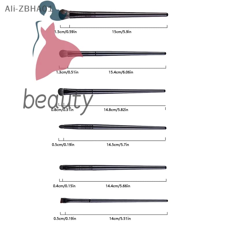 Set di 6 Pennelli per Eyeliner e Sopracciglia, Strumenti Cosmetici per il Viso Femminile, Set Professionale di Pennelli Morbidi per Trucco Occhi e Contouring