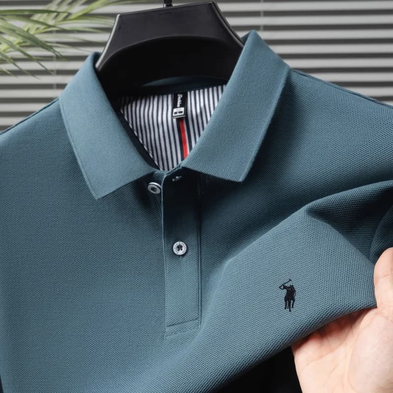 Polo da uomo 100% cotone a maniche corte, di marca di lusso, con ricamo a forma di pony, estiva, traspirante, alla moda, casual, da golf.