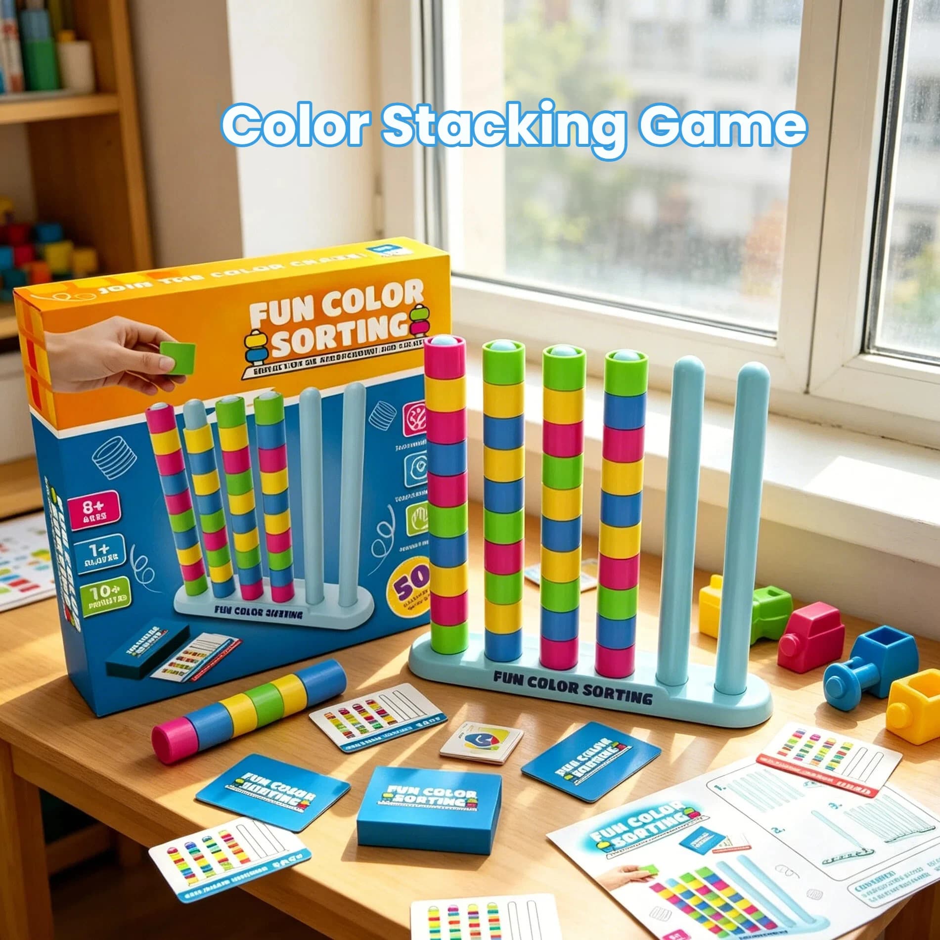 Color Stack Challenge Game-Fast-Paced Color Match Stacking Board Game Quick Thinking Head-to-Head Party Game for Family Game
