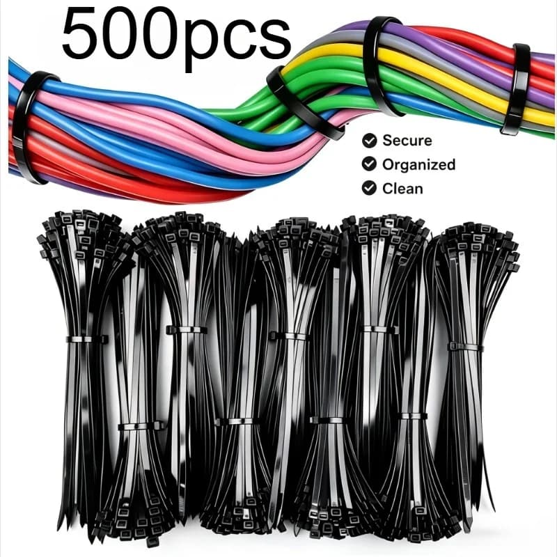 Zip Ties Self-locking Cord Ties Straps Adjustable Cables Fastening Ring Home Wire Ties Office Ties Nylon Cable Ties 100-500Pcs
