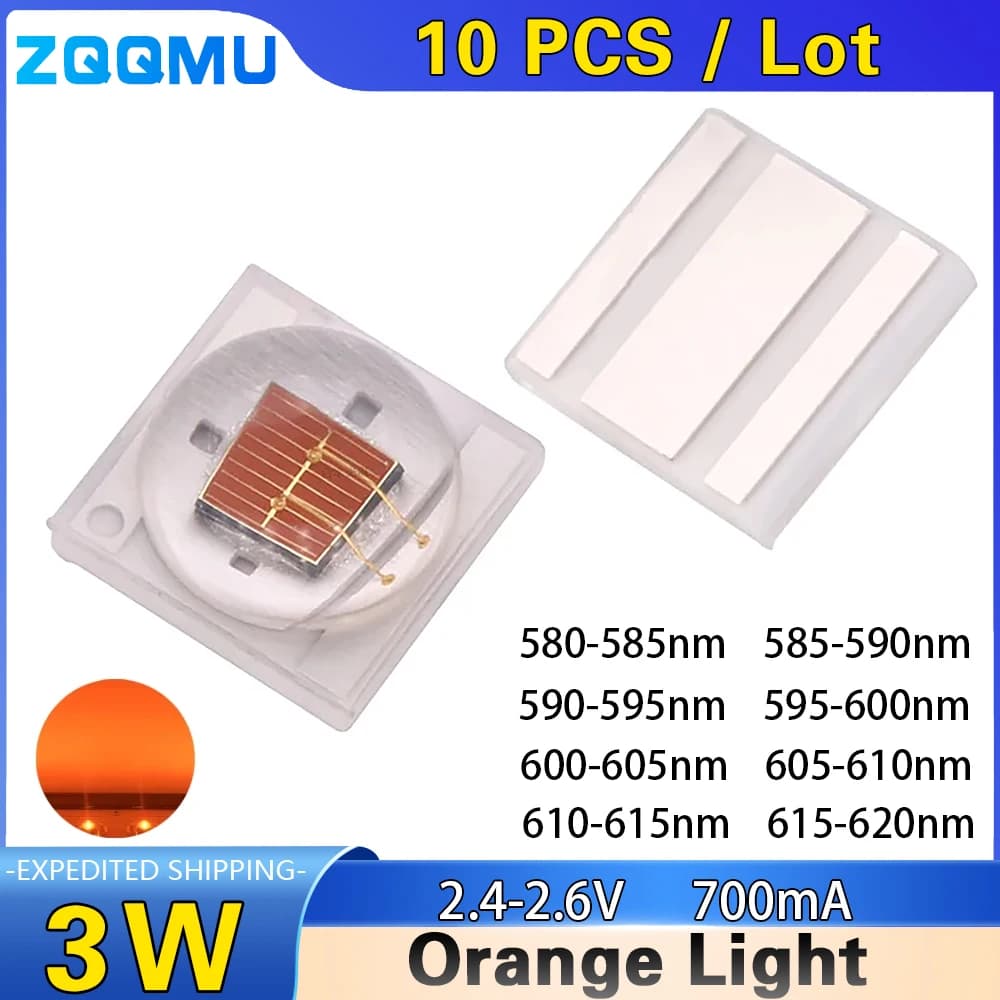 3535 perline per lampada in ceramica 3W giallo chiaro arancione chiaro ambra 580nm 585nm 590nm 595nm 600nm perline per lampada ad alta potenza sorgente luminosa a Led