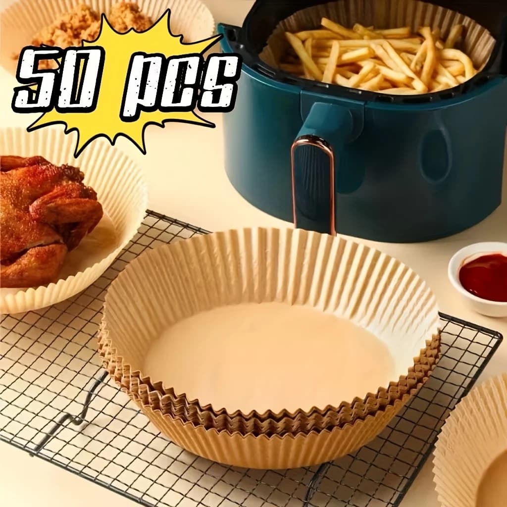 50 air fryer mat Circular oil baking paper. Easy to clean - suitable for baking, oven use, and heating