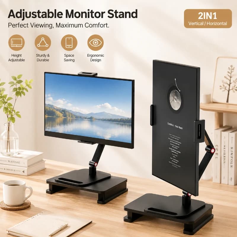 Supporto Espandibile Portatile per Monitor, Morsetto Regolabile per Laptop, Scrivania Gaming, Telefono e Configurazione Schermo Verticale