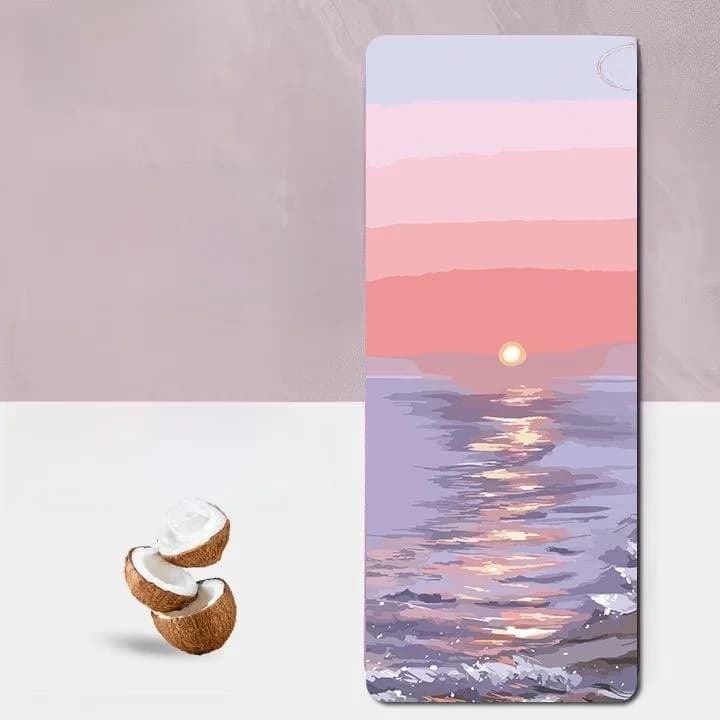 Yoga Mat in Rubber PU Sandalier Coconut with High Definition Inkjet Printing, Opaca Natural Rubber, Non-slip on Both sides, South-resistant