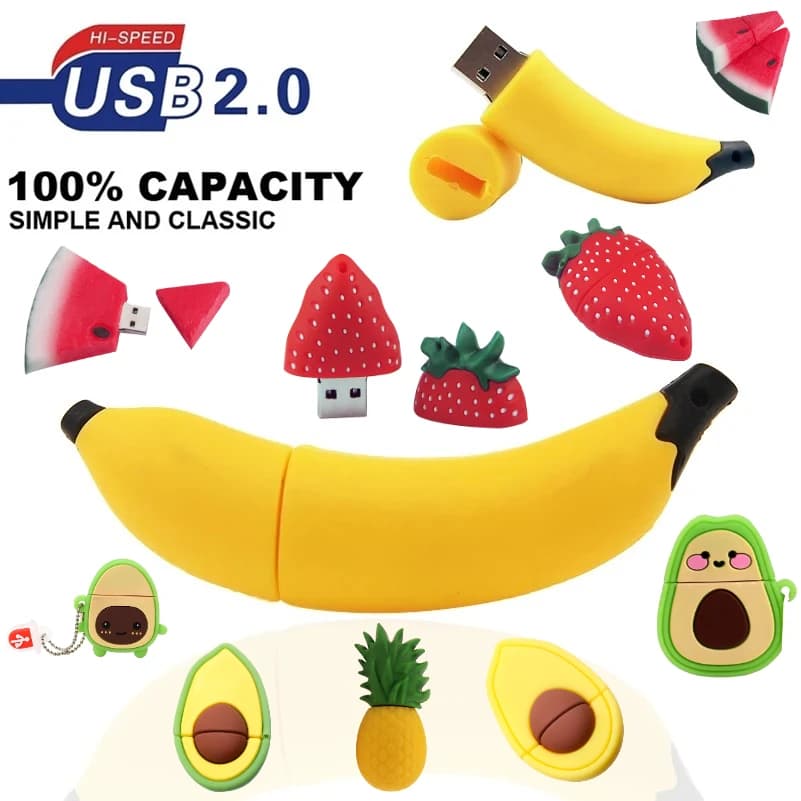 Simpatica chiavetta USB a forma di banana da 64GB, 8GB, 16GB, 32GB, pendrive USB 2.0 a forma di leone, memory stick a forma di dinosauro.