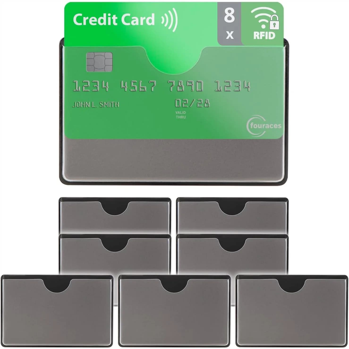 Confezione da 8 Protezioni RFID per Carte di Credito, Anti-Skimming, Porta Carte NFC