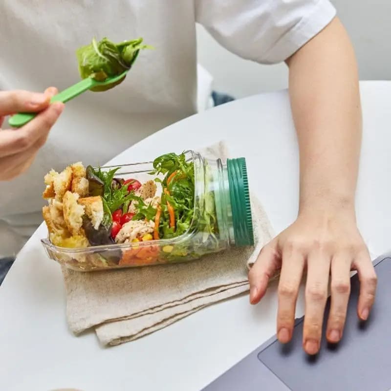 Contenitore all-in-one per cialde per insalata in plastica portatile con contenitore per avena a prova di perdite riutilizzabile per mantenere la preparazione dei pasti fresca e fresca