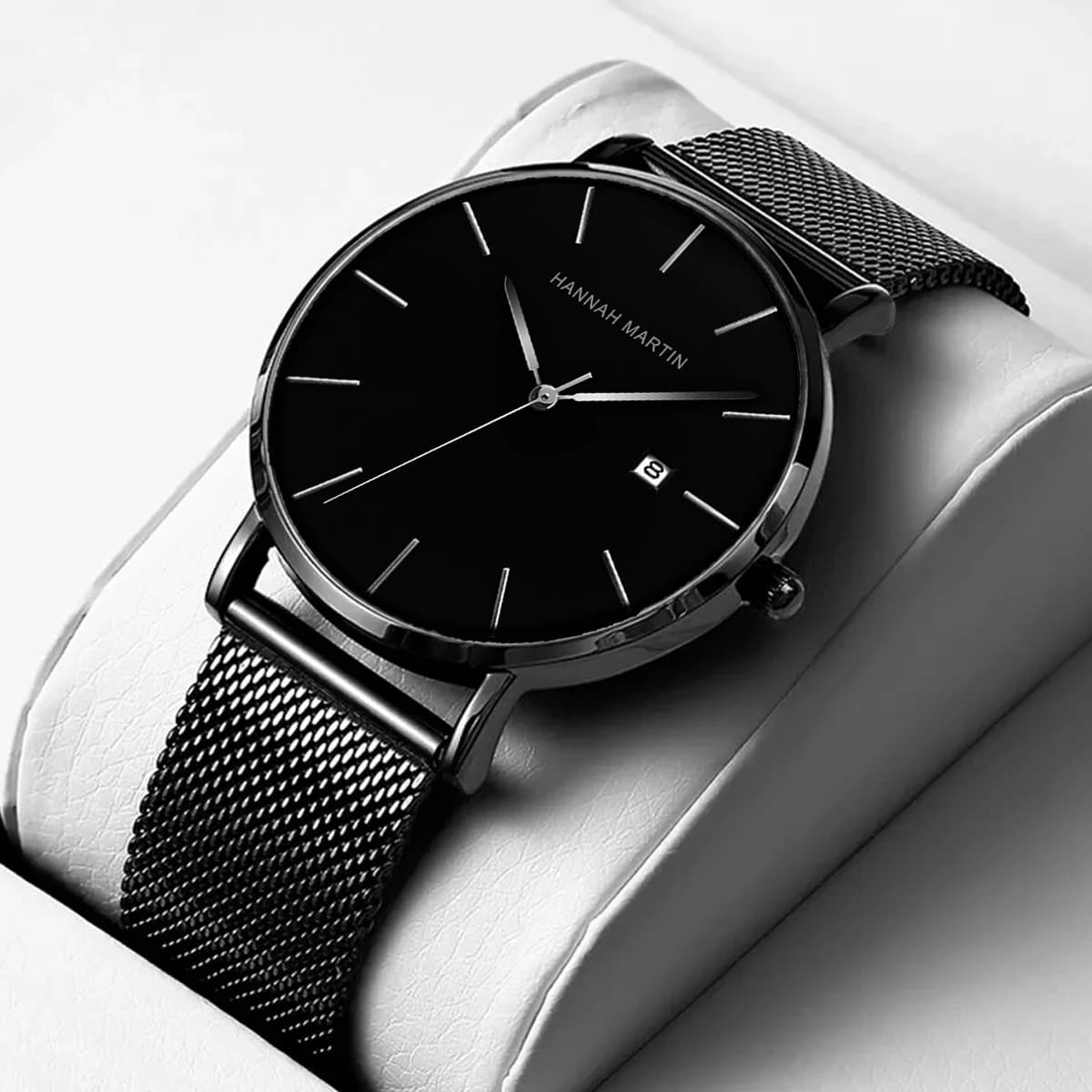 Orologio da uomo dal design classico Bauhaus Orologio da uomo ultra sottile al quarzo giapponese blu scuro impermeabile in acciaio inossidabile con calendario aziendale