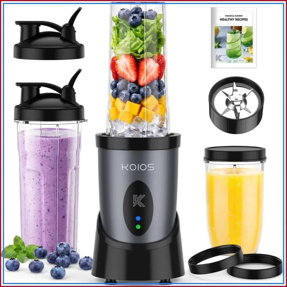 900W Personal Blender for Smoothies, 14pcs with 3 Portable Cups 23oz+17oz, Single Serve Smoothie Maker for Juices Frozen Drinks, Grey Blue