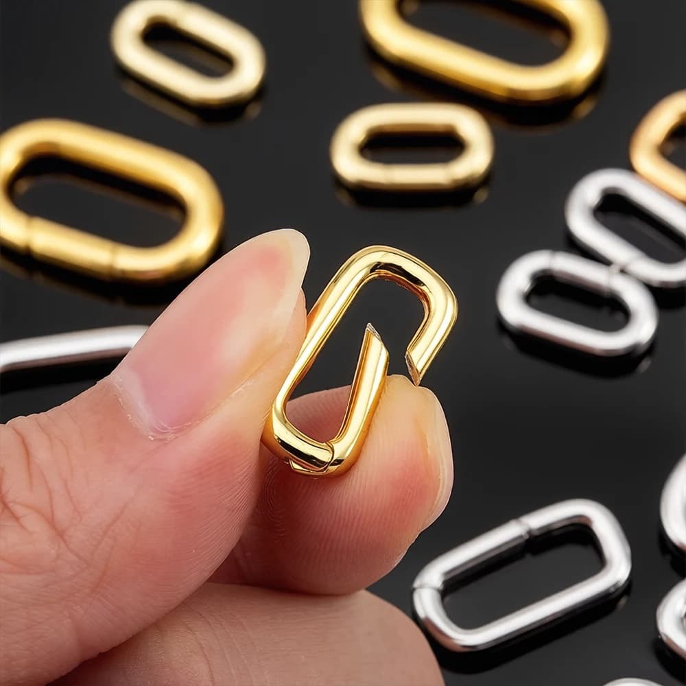2 pcs. 18K Gold Plated Oval Mosque Clasps with Spring Ring, Pearl Connectors for Creation Jewelry Make by You and Bracelets