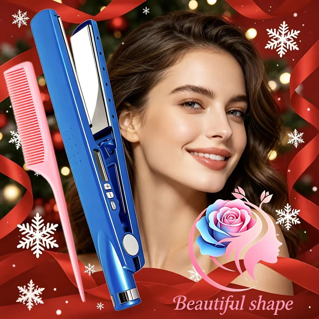 Professional hair styling, ironing and curling in one device, quick heating hair styling tool