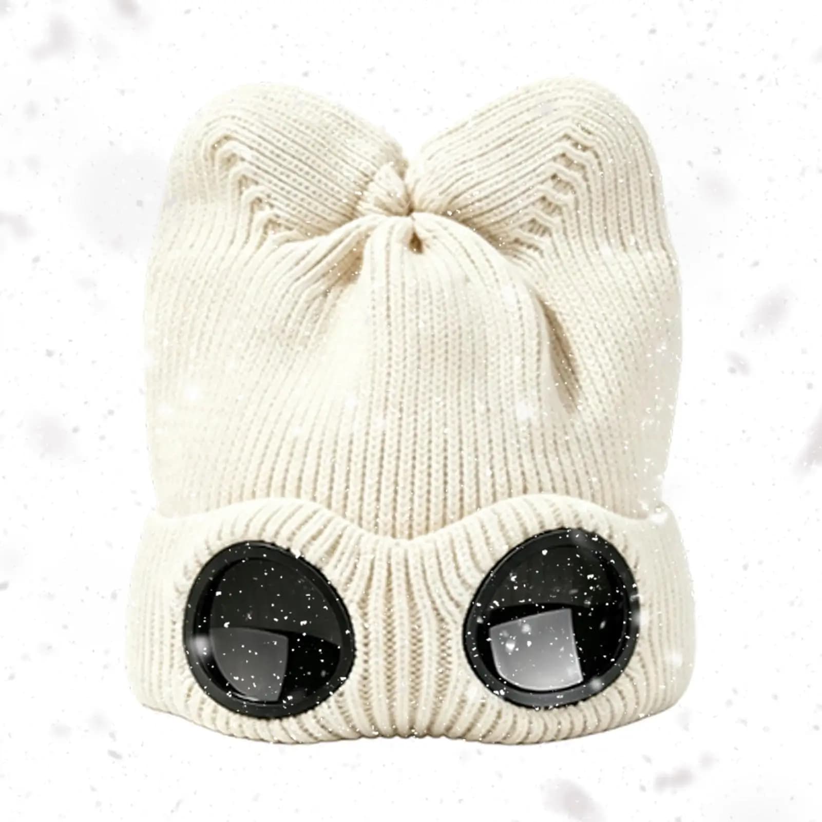 Goggle Knitted Beanie Winter Windproof Warm Ski Cycling Unisex Hat Beanie With Glasses For Men Women Ski Cycling Baseball