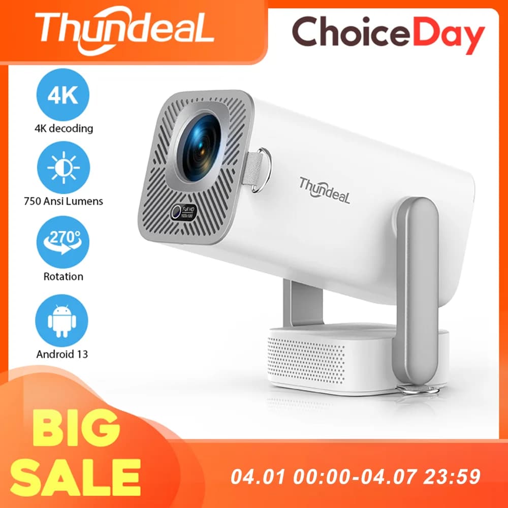 ThundeaL Nuovo Proiettore TD80 Pro 4K Android WiFi Portatile TD80Pro Home Cinema Theater Beam Videoproiettore di film Aggiornato TD80W