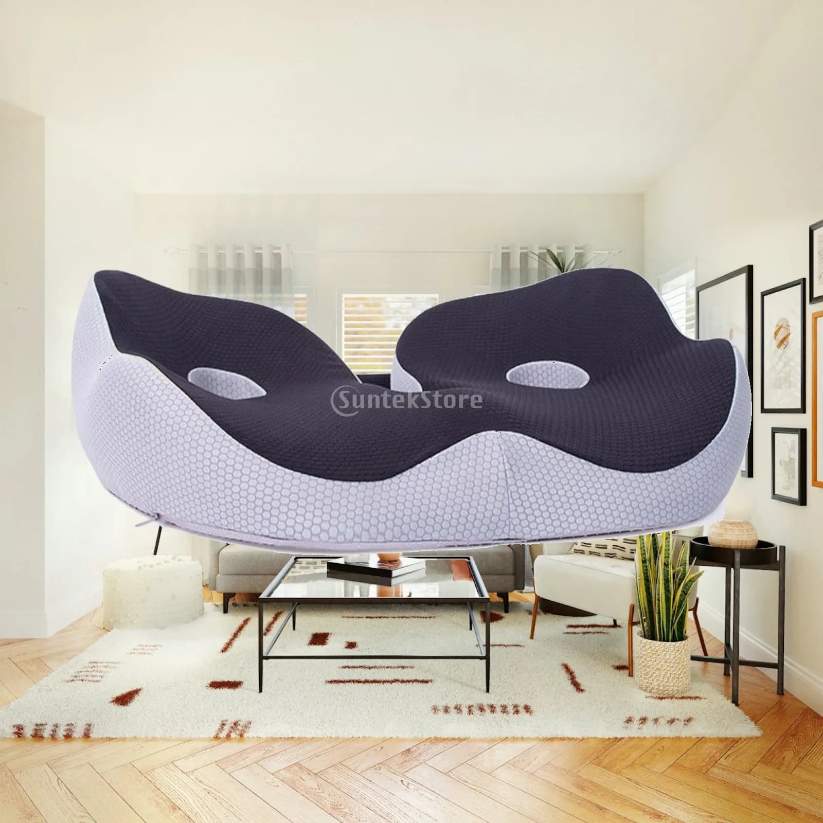 Shaped Memory Foam Meditation Cushion with Recessed Sitting Area for Ergonomic Floor Pillow Cushion for Daily Yoga Practice
