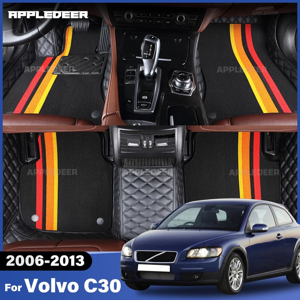 Per Volvo C30 2006-2013 Tappetini per auto a doppio strato Accessori interni per tappeti per auto personalizzati