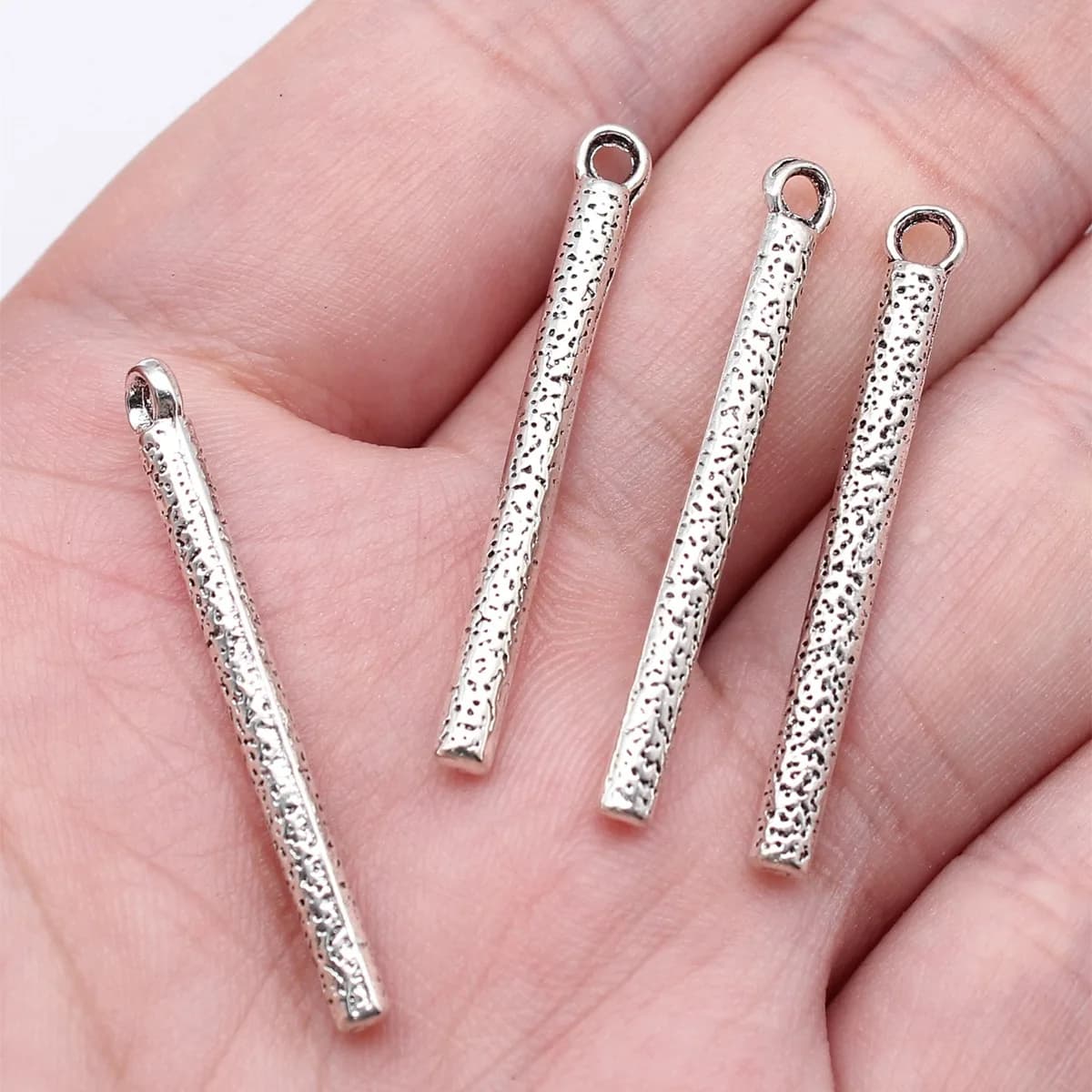 WYSIWYG 20pcs 54x3x3mm/34x3x3mm Antique Silver Color Hammer Pattern Long Wind Chime Charms Accessories Pendant