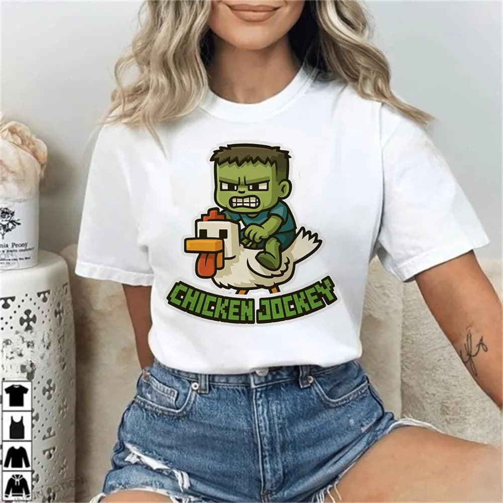 Chicken Jockey tshirt teen Pop Culture Grunge Psychedelic Pastel anime t shirt 2000s Vintage aesthetic korean clothes Pastel