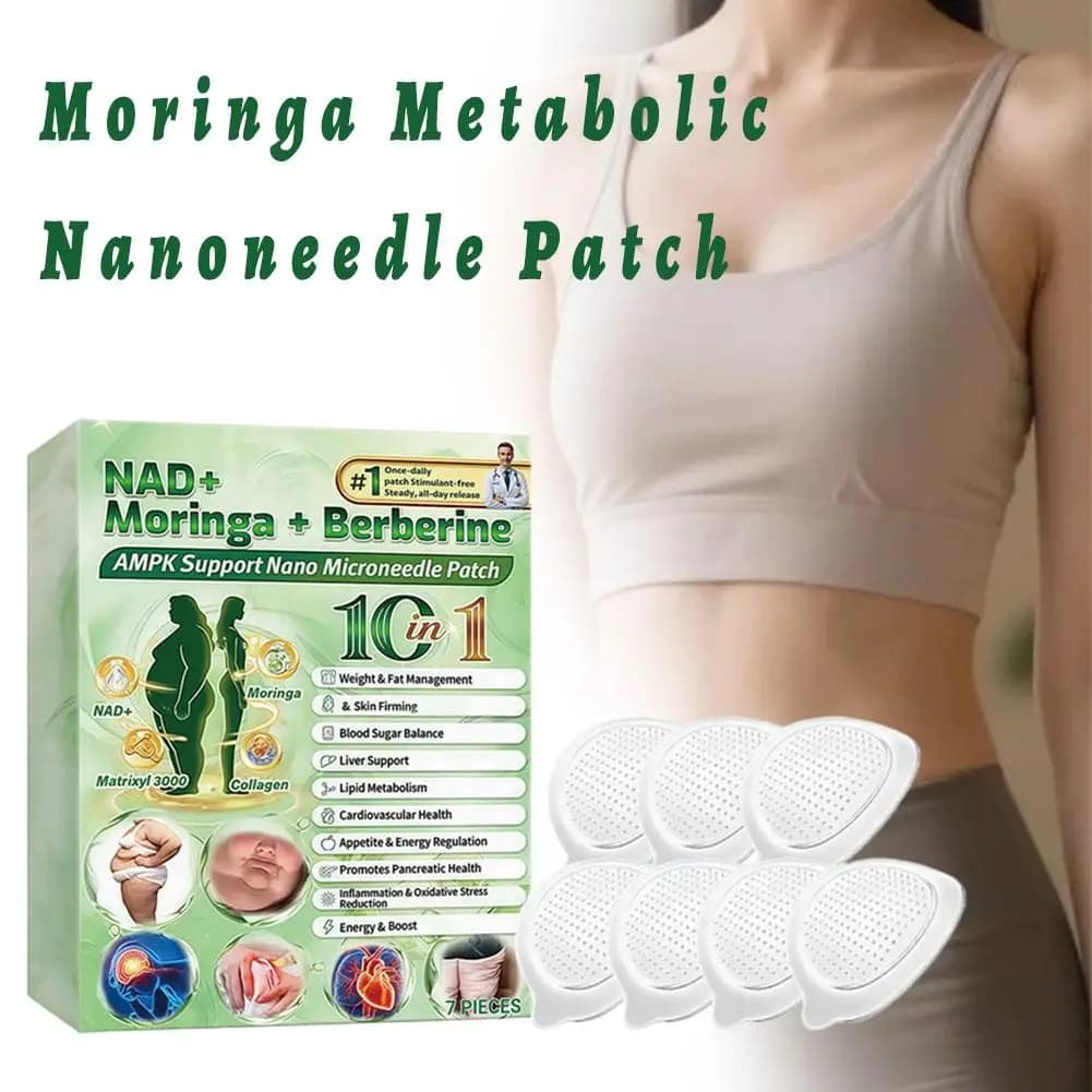 Patch Nano Microneedle NAD+ Moringa + Berberin 10-in-1, AMPK Support for Skin Management, Natural Body Care