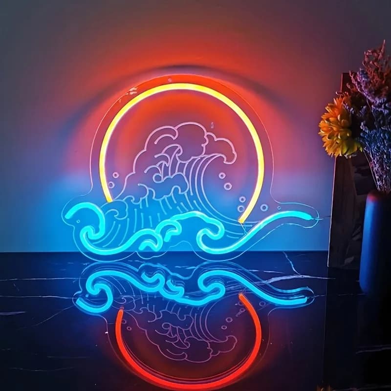 Insegna al neon da parete a onda, alba, tramonto, insegna al neon a LED, dimmerabile tramite USB, per camera da letto, feste, hotel, club, decorazioni per la parete di casa, regalo di compleanno