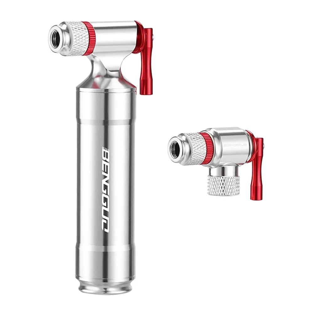 Pompa per bicicletta CO2 Schrader e valvola Gonfiatore per aria CO2 Gonfiatore per pneumatici portatile in lega di alluminio Accessori per ciclismo