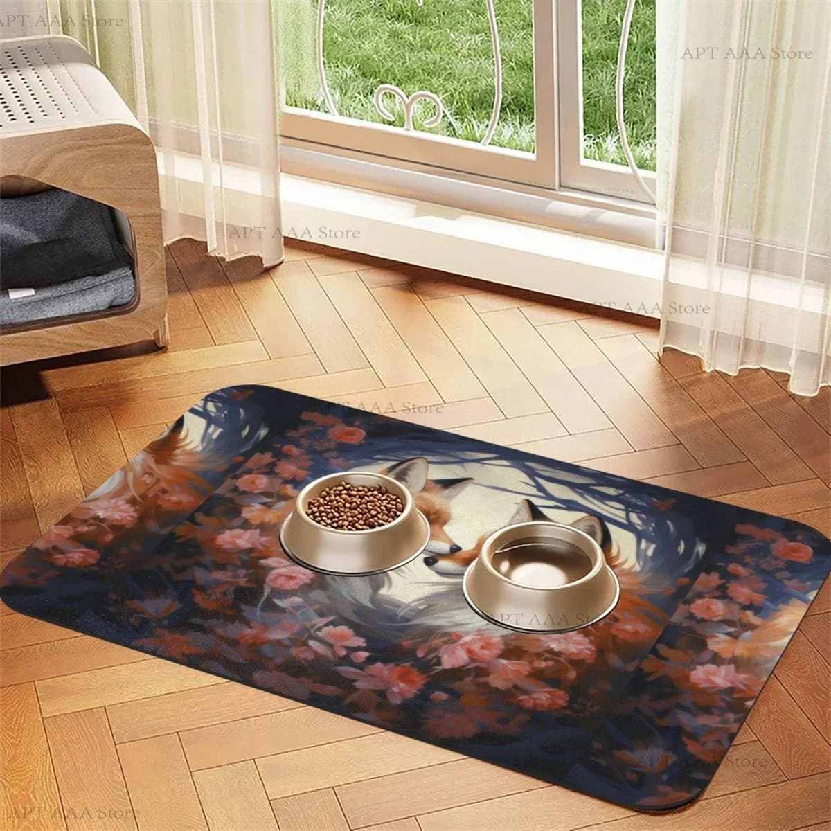 Tappetino per mangiatoia per animali domestici per cani e gatti Animali in stile fantasy che ser un sottile tappetino per cibo per gatti in silicone per gatti tovaglietta per gatti