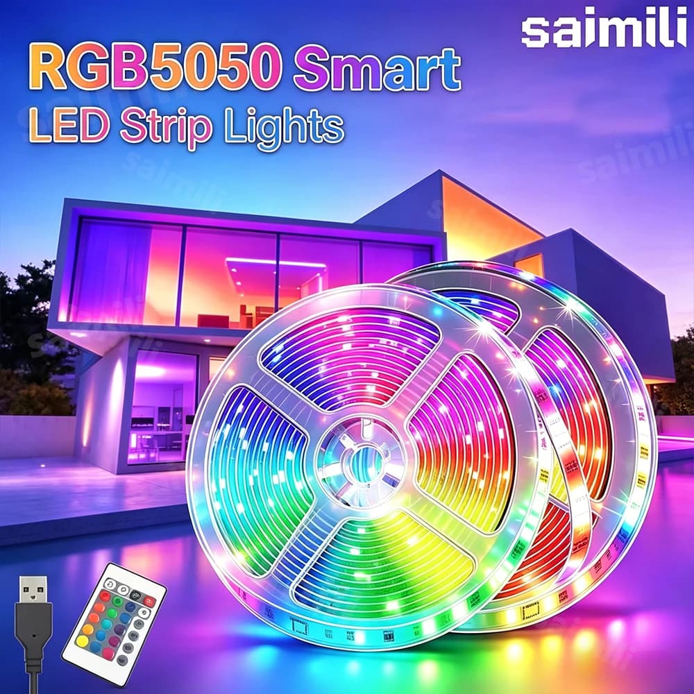 Striscia LED USB Multicolore 5050 RGB, Luci Flessibili con Telecomando a 24 Tasti per Camere dei Bambini, Sale Giochi, Feste in Casa, Retroilluminazione TV