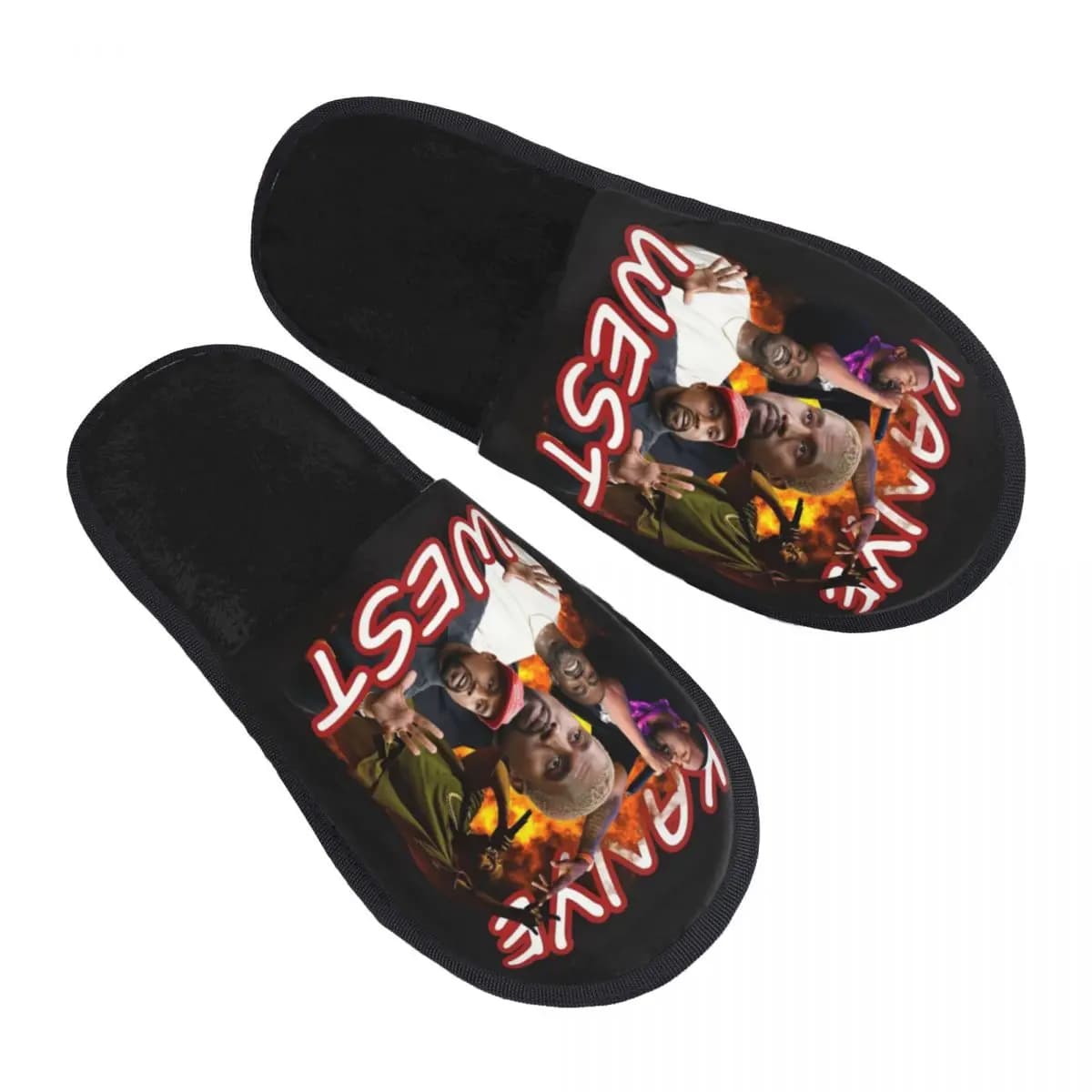 Stampa personalizzata Donna Divertente Kanye West Rapper Cantante Pantofole da casa Morbida e calda Memory Foam Soffici pantofole Scarpe da esterno per interni