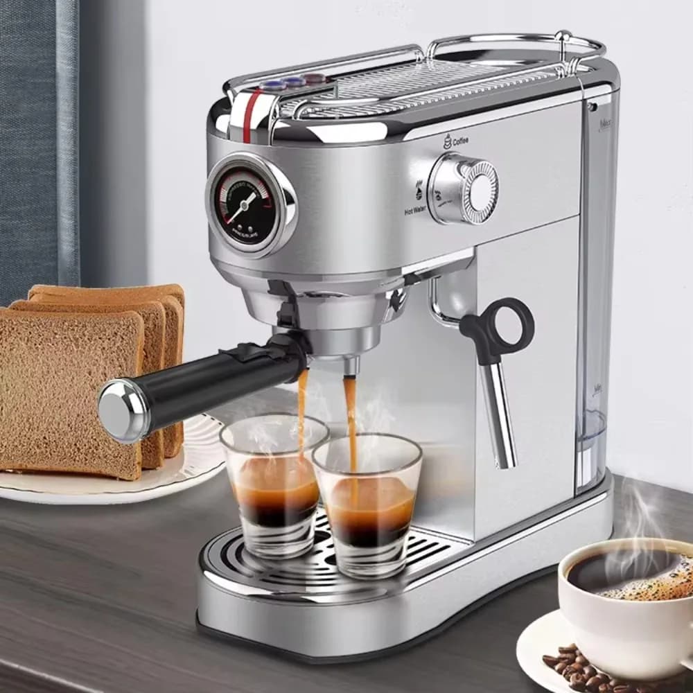 Macchina per Caffè Espresso Professionale Semiautomatica di Qualità Commerciale con Schermo Touch, 19 Bar, Serbatoio d'Acqua da 1L