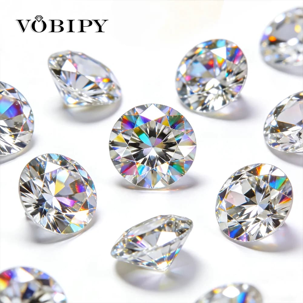 VOBIPY Hot Sale Colorful Moissanite Loose Stones VVS1 D Color Round Cut Lab Grown Diamonds for Custom Rings Earrings Jewelry