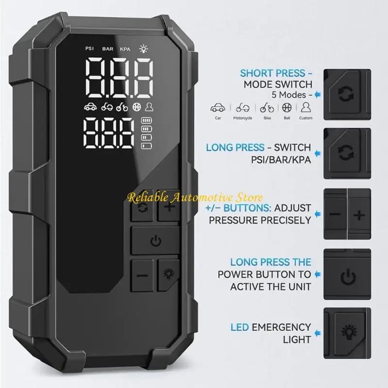 M68B Portable Car Jump Starter with Air Compressor for Emergency Vehicle Battery Use