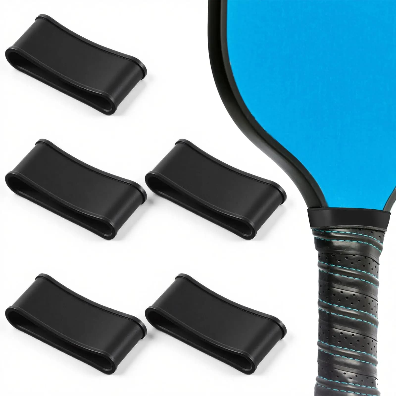 8PCS Pickleball Paddle Racket Grip Bands Tennis Racket Rubber Racquet Grip Ring Anti-slip Silicone Overgrip Ring Grip Strap