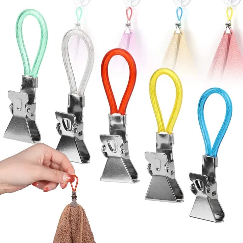 5/10 pezzi clip per appendere asciugamani clip in metallo colorato su ganci passanti grucce per asciugamani appesi mollette cucina bagno organizzatore