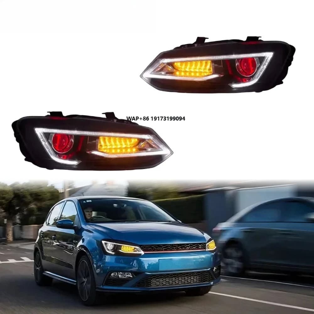 Faro Anteriore Polo 2011-2018 con Lente LED, Aggiornamento Lampada Frontale, Accessori Auto, Vendita Calda, Plug and Play, DRL per