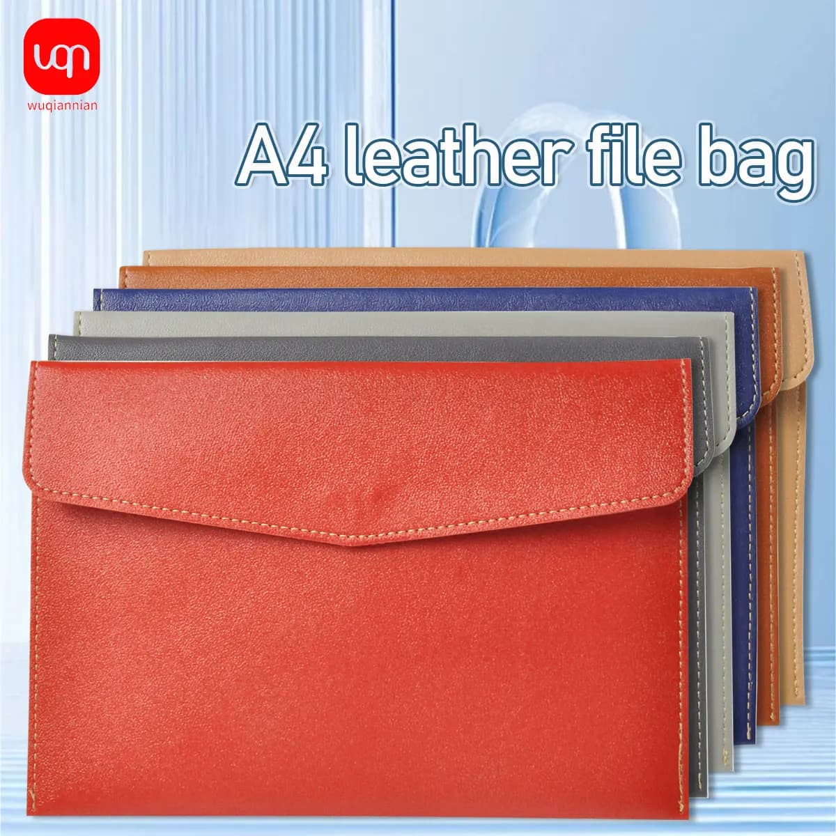 WQN-1pc Borsa Portadocumenti A4 Impermeabile, Cartella Porta Documenti in Pelle PU per Ufficio, Grande Capacità per Scuola e Lavoro