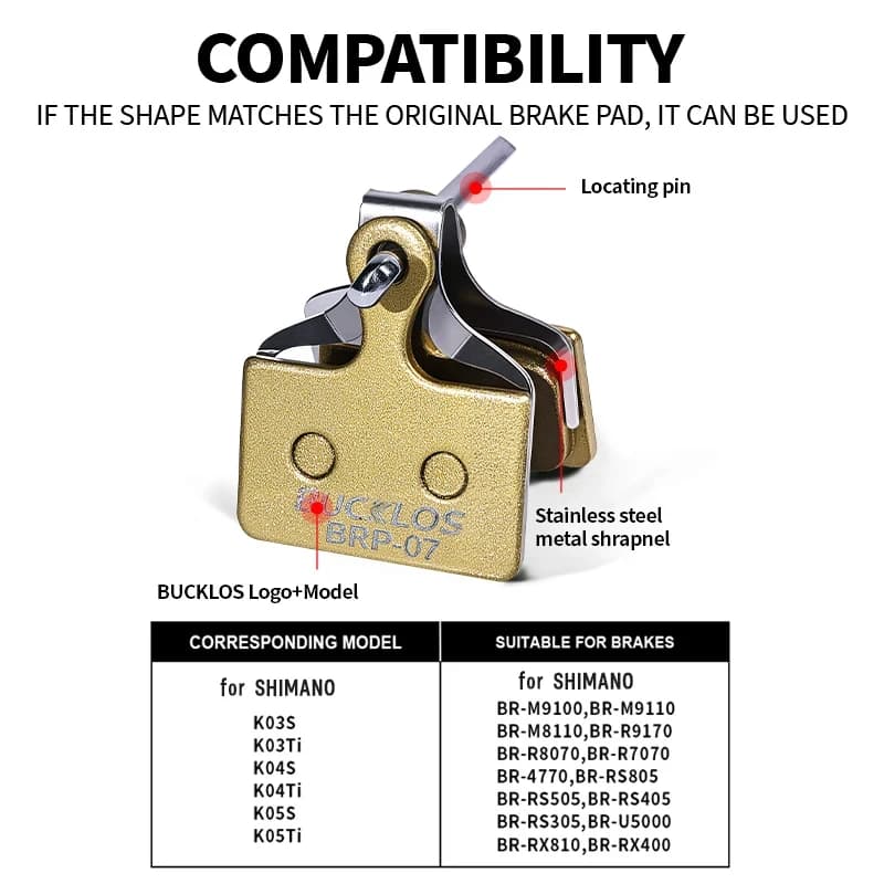 BUCKLOS Copper Bike Brake Pads for K03S K04S K05S Hydraulic Disc Brake Pads for BR-M9100 R8070 Bicycle Disk Brake Pads 2/4/10PC