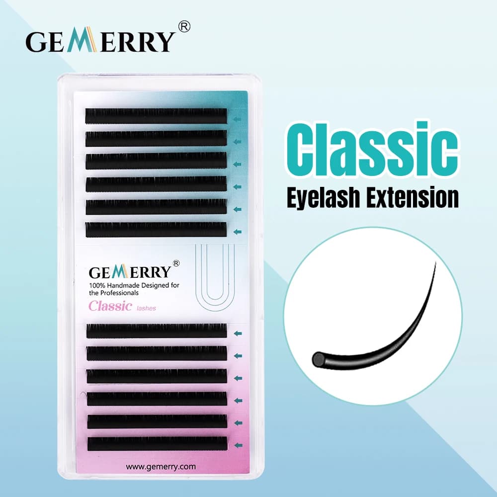GEMERRY Estensione ciglia classiche Ciglia finte individuali Fatte a mano 8-14/15-20/20-25mm Lunghezza mista Estensioni ciglia finte visone