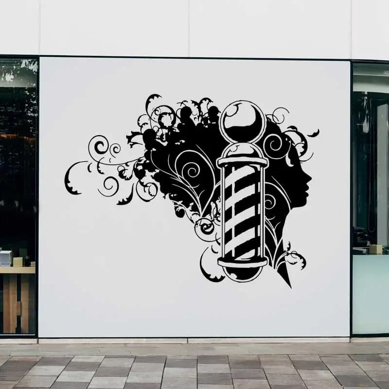 Barbiere da donna Salone di bellezza Parrucchiere Adesivo da parete decorativo Negozio Vetrina in vetro Adesivo da parete in vinile moderno ed elegante