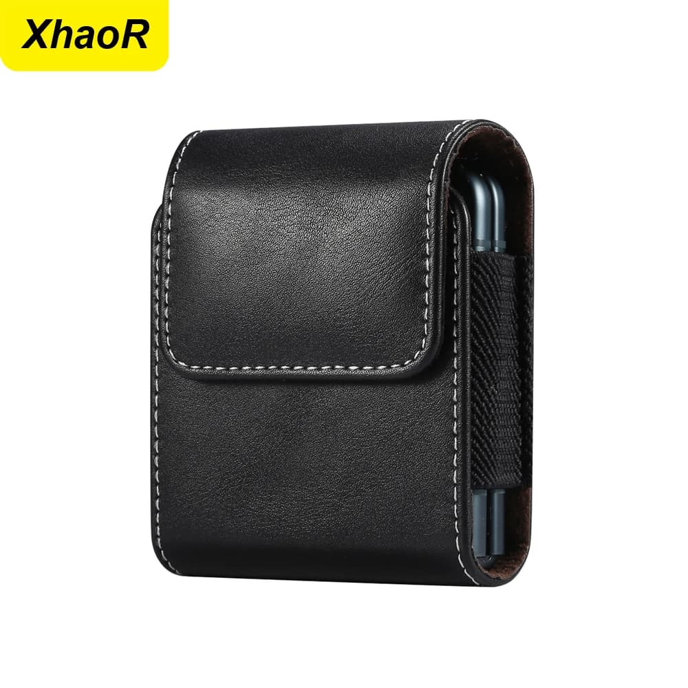 Custodia da cintura in pelle con clip da uomo marsupio per Samsung Galaxy Z Flip 5 4 3 5G OPPO VIVO Huawei P50 custodia per fondina tascabile custodia in pelle