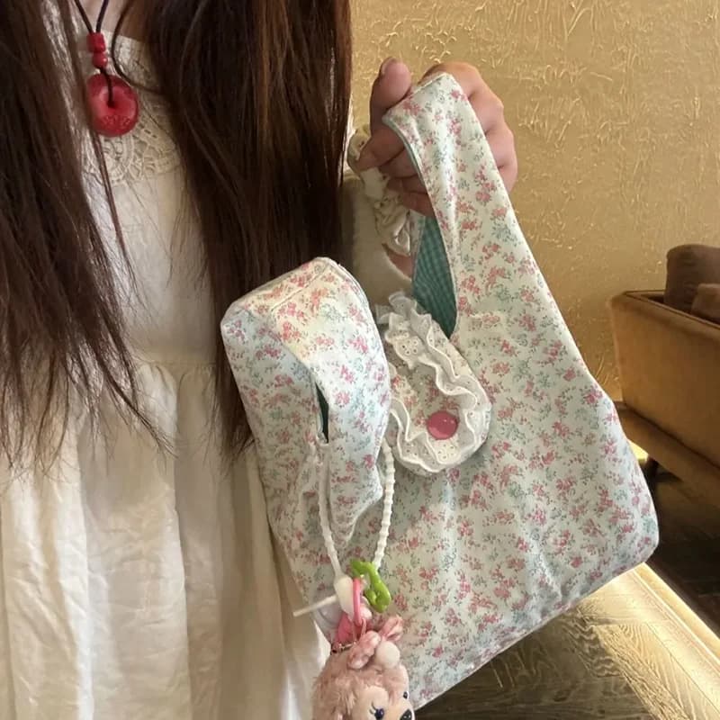 Borse a mano Miyagawa Floral per donna, nuova borsa coreana carina e portatile per il pendolarismo