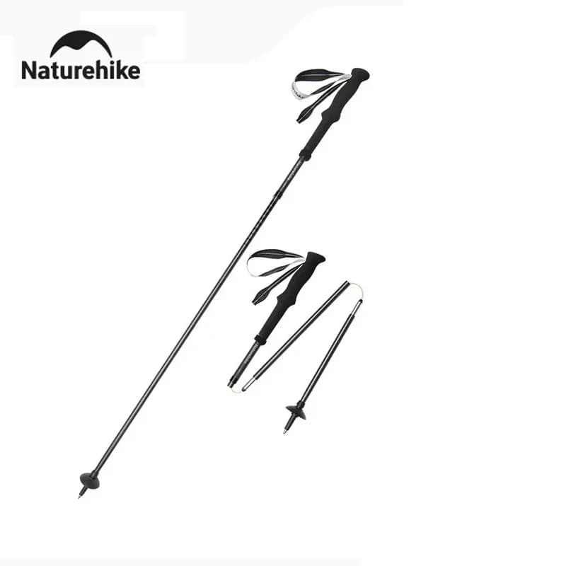 Naturehike 2025 New Foldable Aluminum Carbon Fiber Trekking Sticks Ultra-light Trekking Sticks 1 pcs Quick Opening Walking Sticks