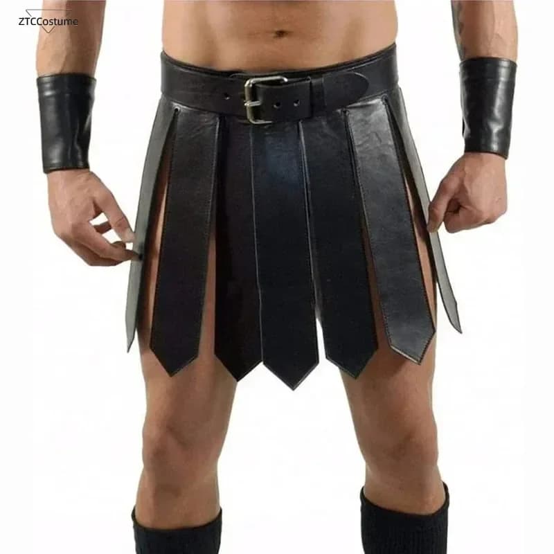 Men's Echoed Gladiator Gonna Roman Warrior Costume Cosplay Medieval Halloween Knight Carnival Party Saias