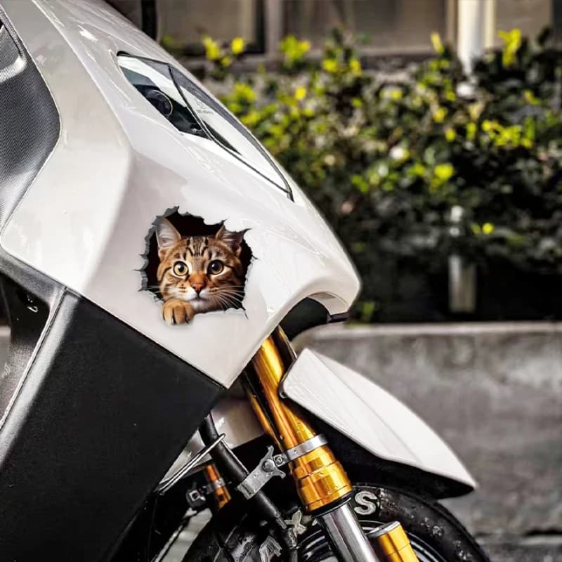 1PC Funny 3D Cat Waterproof Vinyl Sticker Decal Cover Scratches For Motorcycle Tank Scooter Helmet Car Window Laptop Decor