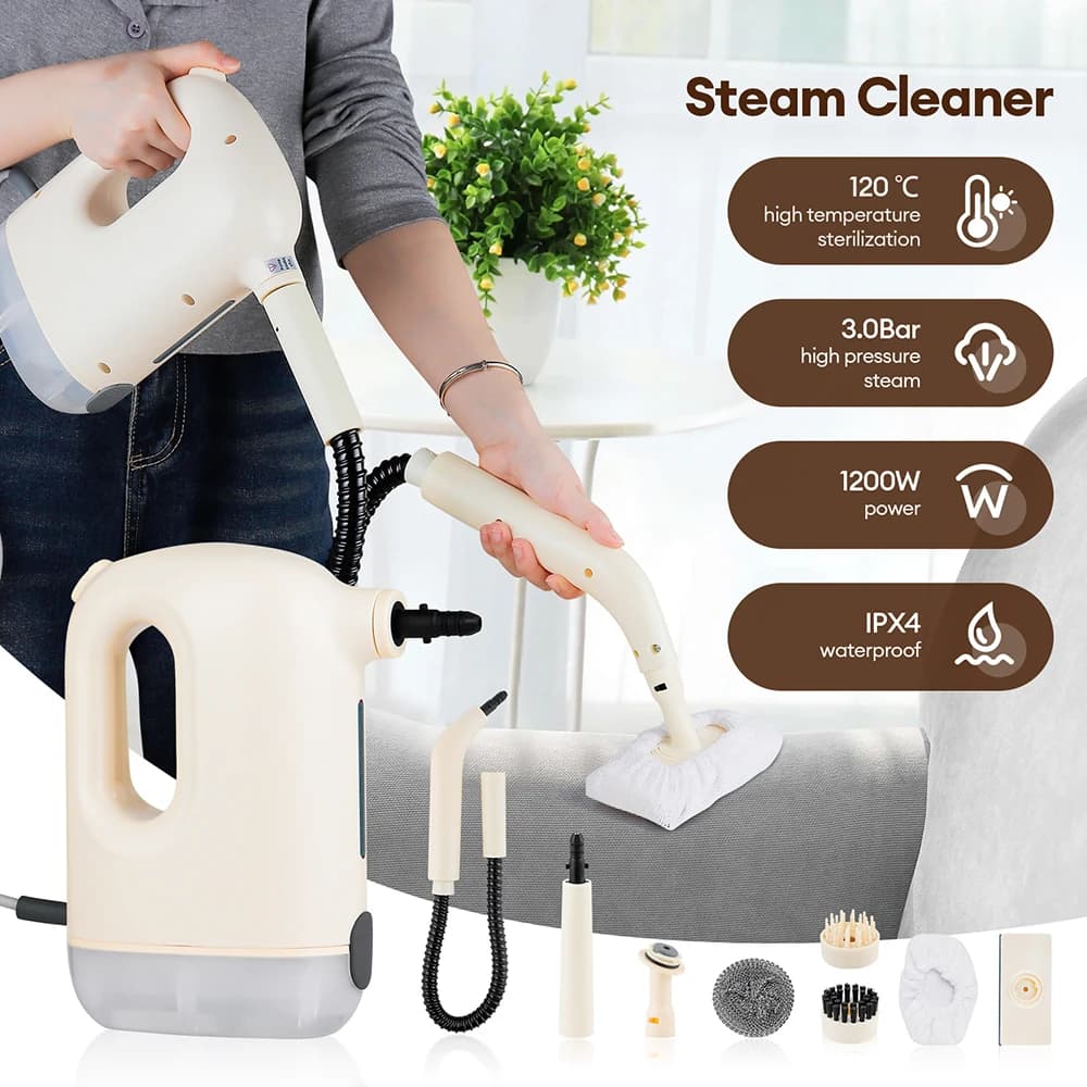 1200W Handheld Steam Cleaner 3.0Bar High Pressure Portable Steam Cleaner Hot Steam Cleaner for Kitchen Car Sofa Floor Home Cleaning