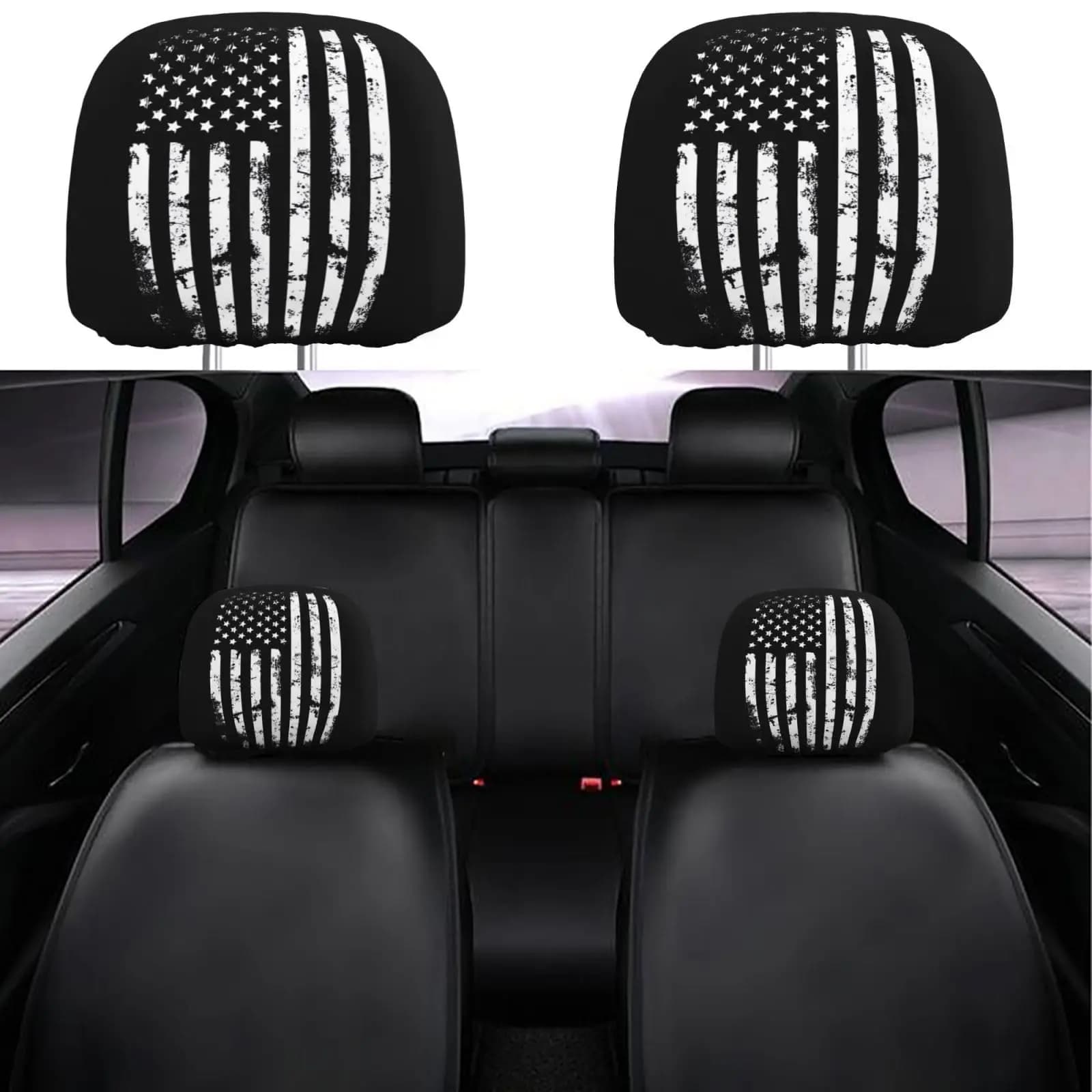 Covers Vintage Auto Headband with Black American Flag, Soft Covers Protective Vehicles