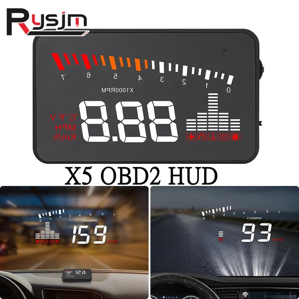 X5 OBD2 HUD Car Head Up Display tachimetro digitale a bordo Computer parabrezza proiettore tensione temperatura acqua